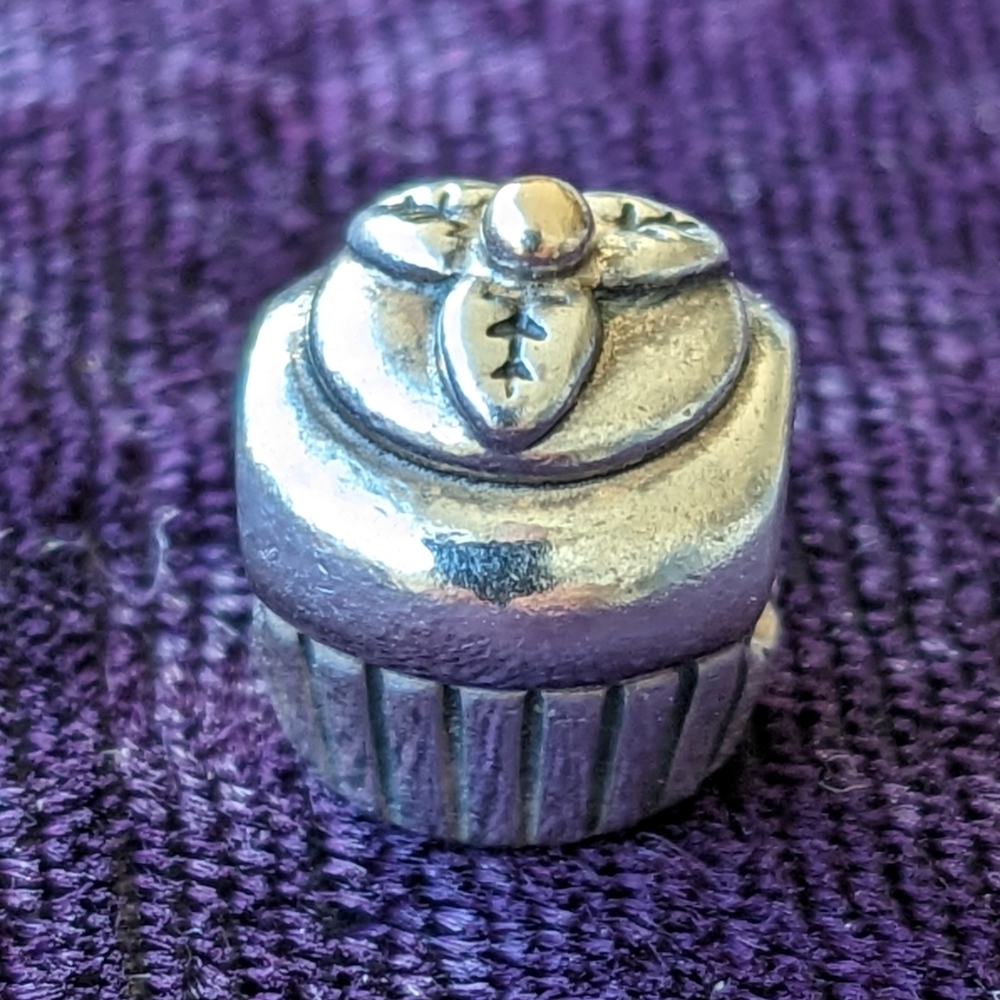 Pandora 14K Gold And 925 Sterling Silver Cupcake Bracelet Charm